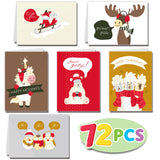 72 Piece Cute Animal Wintertime Greeting Cards