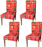 4 Piece Christmas Stretch Chair Covers