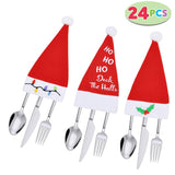 24 Piece Christmas Santa Hats Silverware