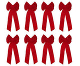 16" Pack Red Velvet Bows, 8 Pcs