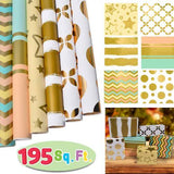 6 Rolls Gold Print Wrapping Paper