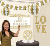 PERSONALIZED GOLD AND WHITE BANNER