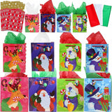 Christmas Bags Set With Wrapping Papers And Tissue Papers, 36 Pcs
