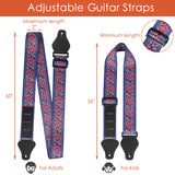 Musbeat Guitar Strap 2 Pack (Black + Navy Blue), Bass Guitar Strap with 3 Non-Slip Pick Holders, Adjustable Acoustic Guitar Strap, Sturdy Guitar Belts for Banjo, Mandolin