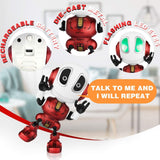 Betheaces Robots for Kids Rechargeable Talking Robot Interactive Toy Repeats Your Voice Travel Toys with Portable Metal Body and Flashing Lights Robot Gifts for Boys and Girls (Fire Red)