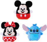 Disney Classics Cutie Beans 2.5-inch Surprise Plush and Clip-On Carrier, 3 Pack, Mickey, Minnie, Stitch, by Just Play