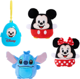 Disney Classics Cutie Beans 2.5-inch Surprise Plush and Clip-On Carrier, 3 Pack, Mickey, Minnie, Stitch, by Just Play