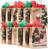 24 pcs. Christmas Kraft Gift Bags