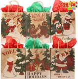 24 pcs. Christmas Kraft Gift Bags