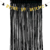 Drink Up Witches Banner and Black Fringe Curtain Decoration, 2 Pcs