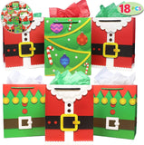 10" Santa Clause Suit Gift Bags, 18 Pcs