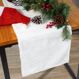Christmas White Faux Fur Fabric  Table Runner