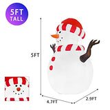 COMIN Christmas Inflatables 5FT Snowman Wearing Striped Scarf Hat with Bright LED Light Yard Decoration,Christmas Inflatables Decorations Clearance for Xmas Party,Indoor,Outdoor,Garden,Yard Lawn
