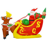 COMIN Christmas Inflatables 7FT Wide Elk Pulling Sleigh Carrying Santa Claus and Gifts with Bright LED Light Yard Decoration,Chirstmas Inflatables Clearance for Xmas Party,Indoor,Outdoor