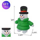COMIN Christmas Inflatable 5.9FT Snowman with Green Coat