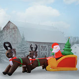 COMIN Christmas Inflatables 7FT Wide Pair Elk Pulling Santa's Sleigh with Built-in LED Light Yard Decoration,Chirstmas Inflatables Clearance for Xmas Party,Indoor,Outdoor,Garden,Yard Lawn