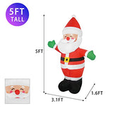 COMIN Christmas Inflatables 5FT Santa Claus with Bright LED Light Yard Decoration,Chirstmas Inflatables Clearance for Xmas Party,Indoor,Outdoor,Garden,Yard Lawn