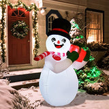 COMIN Christmas Inflatables 5FT Snowman Holding Gift Box with Bright LED Light Yard Decoration,Chirstmas Inflatables Decoration Clearance for Xmas Party,Indoor,Outdoor,Garden,Yard Lawn