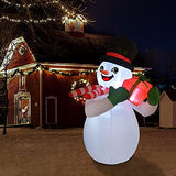 COMIN Christmas Inflatables 5FT Snowman Holding Gift Box with Bright LED Light Yard Decoration,Chirstmas Inflatables Decoration Clearance for Xmas Party,Indoor,Outdoor,Garden,Yard Lawn