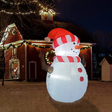 COMIN Christmas Inflatables 5FT Snowman Wearing Striped Scarf Hat with Bright LED Light Yard Decoration,Christmas Inflatables Decorations Clearance for Xmas Party,Indoor,Outdoor,Garden,Yard Lawn