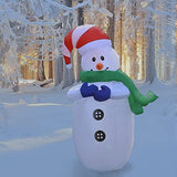 COMIN 4FT Christmas Inflatables Snowman Wearing Green Scarf with Bright LED Light Yard Decoration,Chirstmas Inflatables Clearance for Xmas Party,Indoor,Outdoor,Garden,Yard Lawn