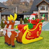 COMIN Christmas Inflatables 7FT Wide Elk Pulling Sleigh Carrying Santa Claus and Gifts with Bright LED Light Yard Decoration,Chirstmas Inflatables Clearance for Xmas Party,Indoor,Outdoor